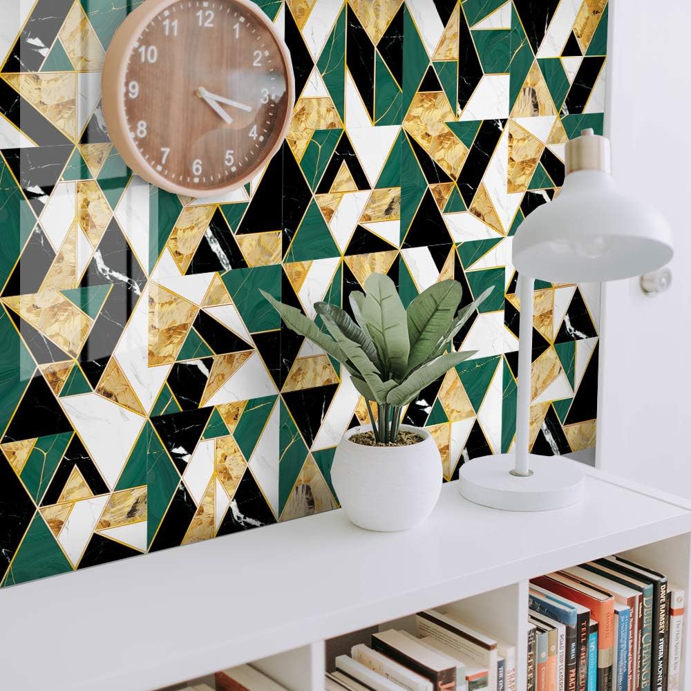 10 hojas de azulejos impermeables para salpicaduras en muro de cocina, estilo simple de lujo, azulejos autoadhesivos, azulejos de PVC, azulejos de