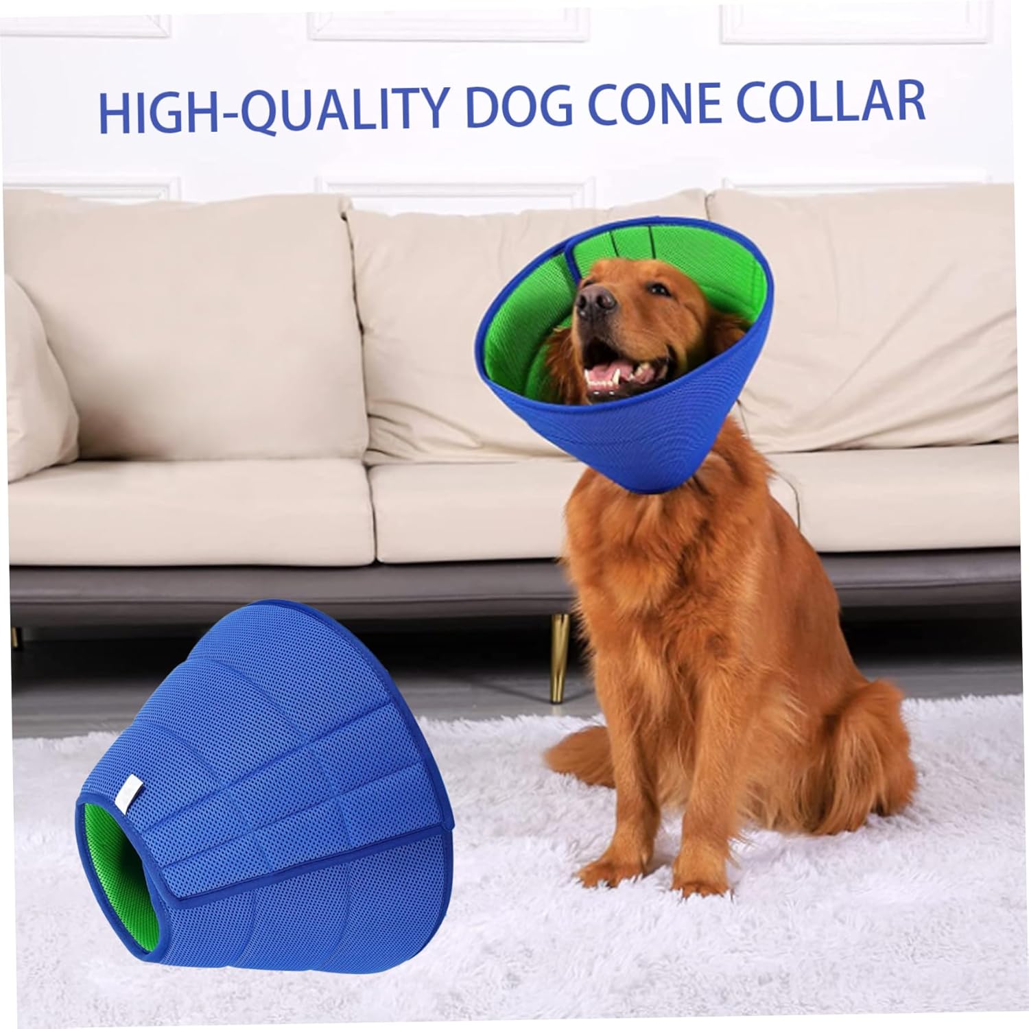 Collar de cono para perro para después de la cirugía XL, cono suave antimordeduras con correa ajustable, collar isabelino de malla transpirable,