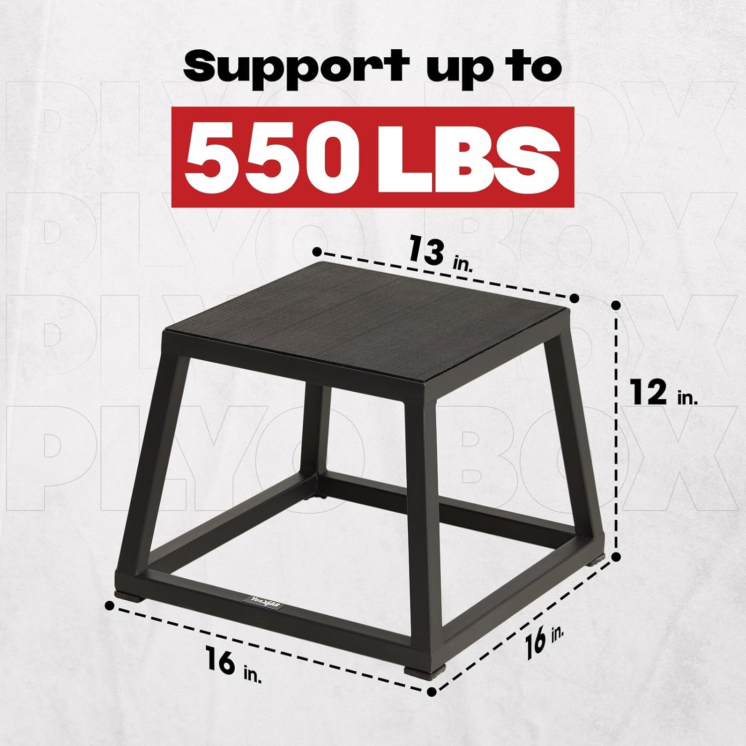 Yes4All Caja pliométrica de metal, soporta hasta 550 libras, llega montada, caja pliométrica resistente, antideslizante, perfecta para entrenamiento