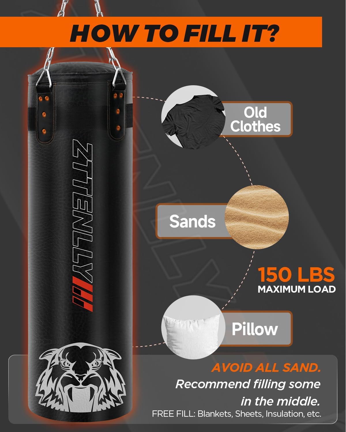 ZTTENLLY Saco de boxeo con guantes, piel sintética y correa de altura ajustable, juego de bolsas de boxeo para niños de más de 12 años, ideal para