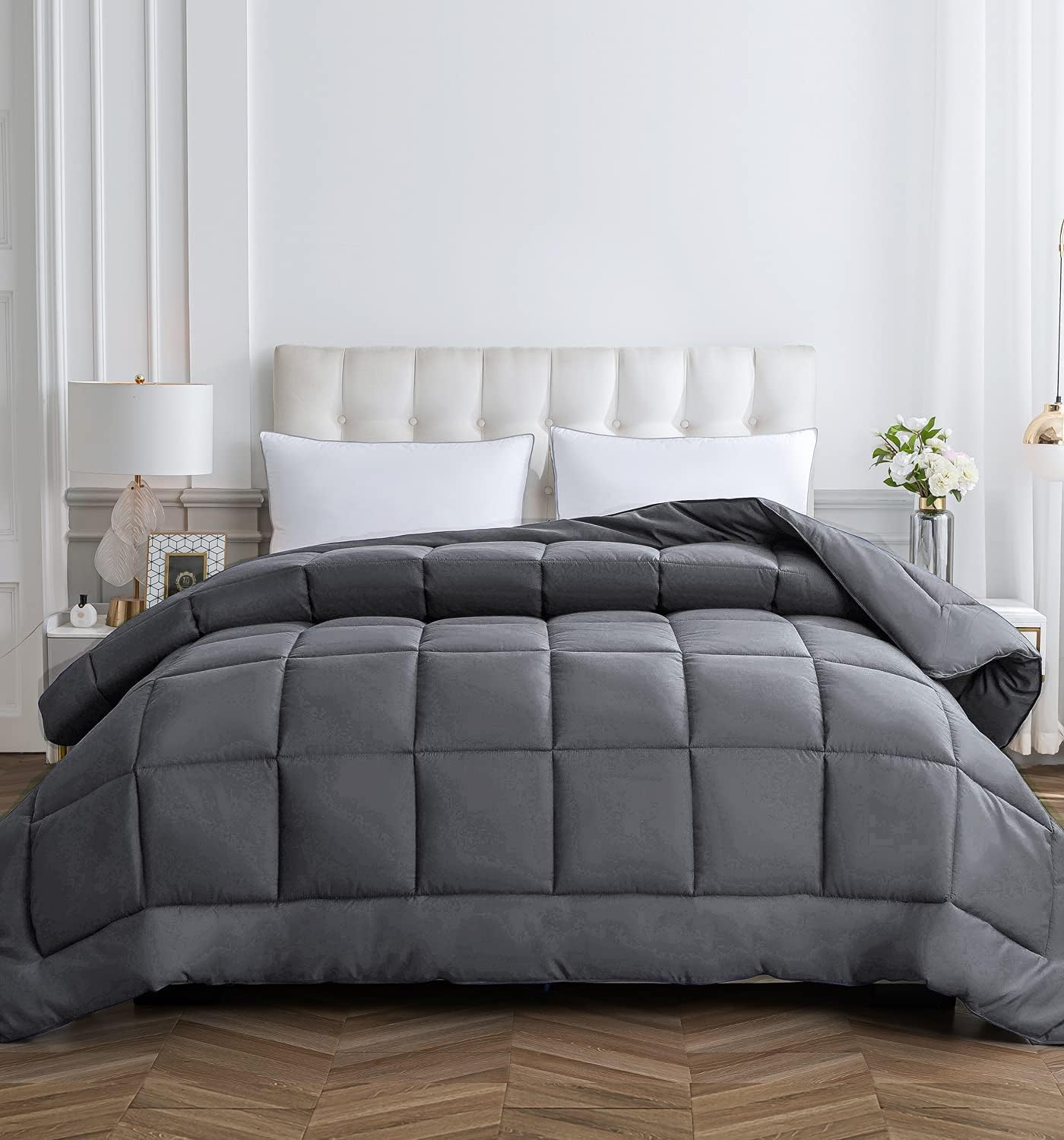 Cozynight Edredón alternativo de plumón para todas las estaciones, relleno de edredón individual con pestañas en las esquinas, transpirable, edredón
