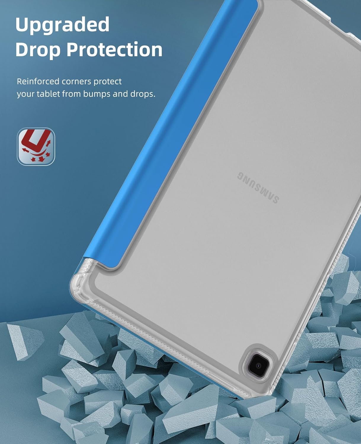 MoKo Funda compatible con Samsung Galaxy Tab A7 Lite de 8.7 pulgadas 2021 (SM-T225T220T227), funda inteligente delgada y ligera con triple soporte