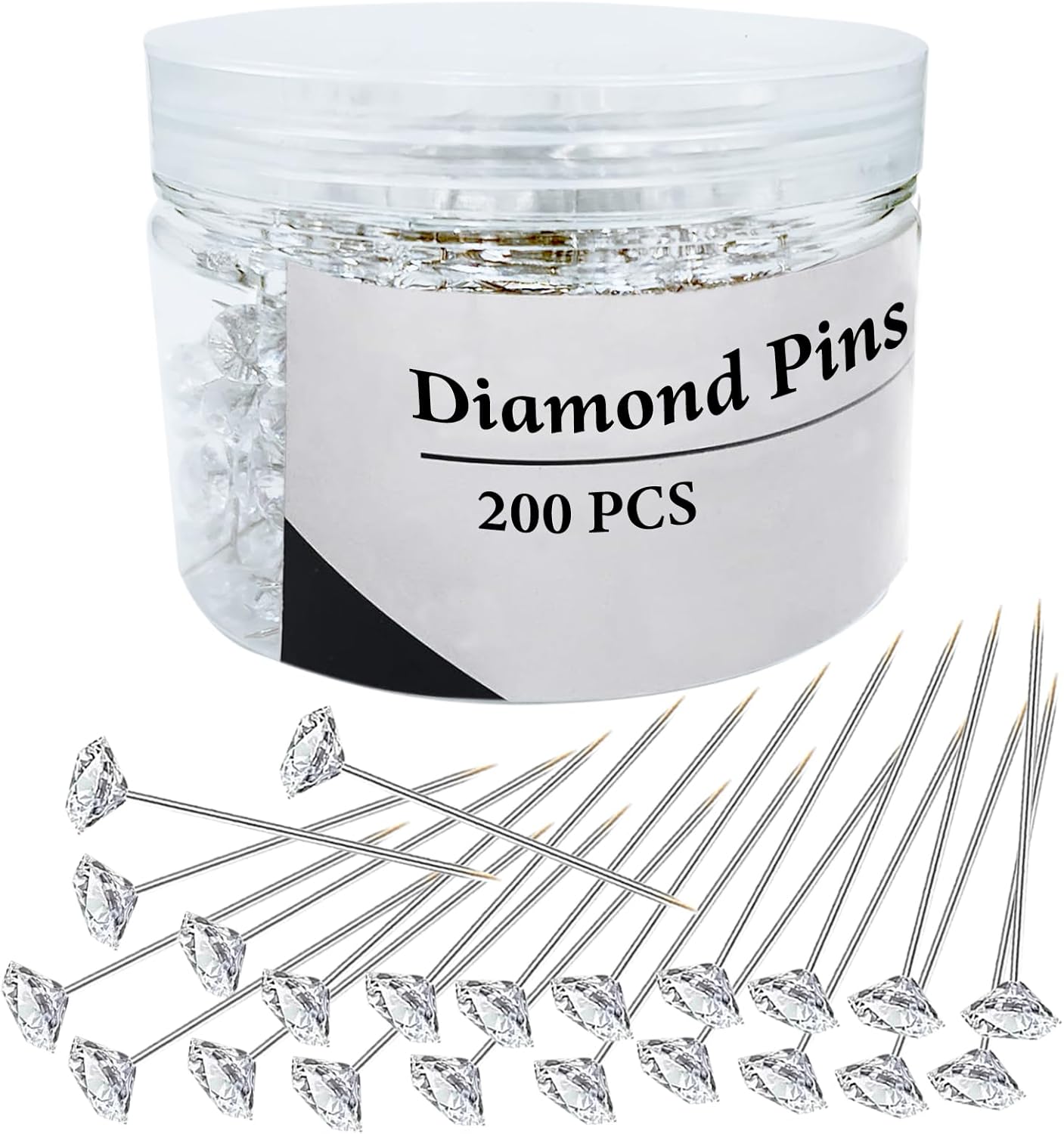 200 alfileres de diamante, ramillete de flores de 2 pulgadas, alfileres de costura florales de 2 pulgadas, alfileres de diamantes de imitación