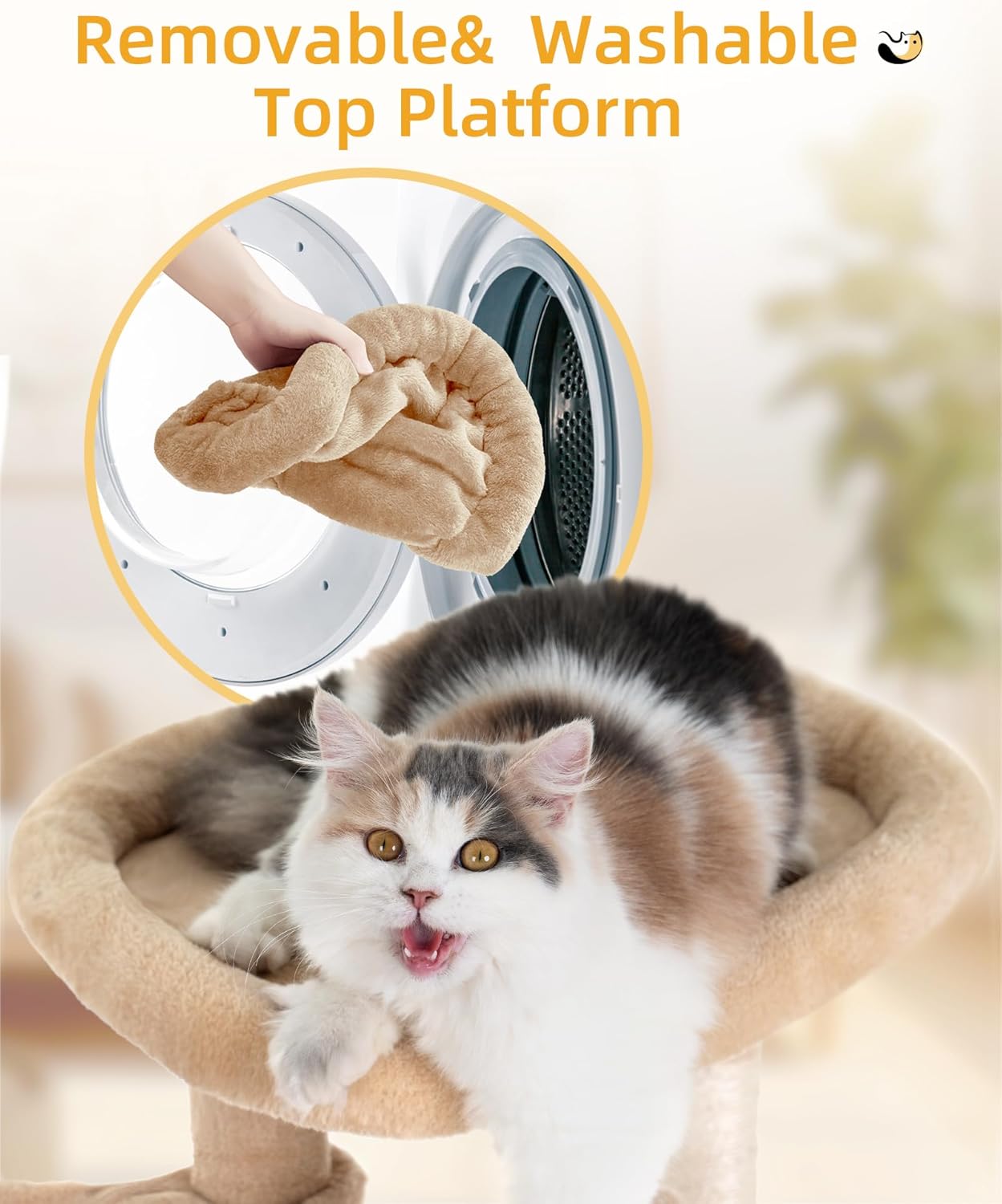 Aechonow Torre de árbol para gatos pequeños de interior con condominio y hamaca profunda, torre para gatos con poste rascador de sisal natural y