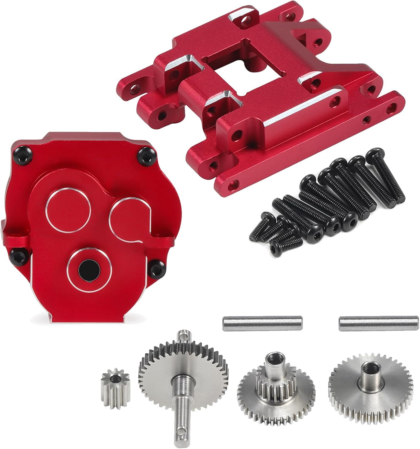 Caja de cambios de aleación de aluminio Montaje y caja de cambios de transmisión con engranajes internos de acero para TRX4M 118 RC Crawler Car