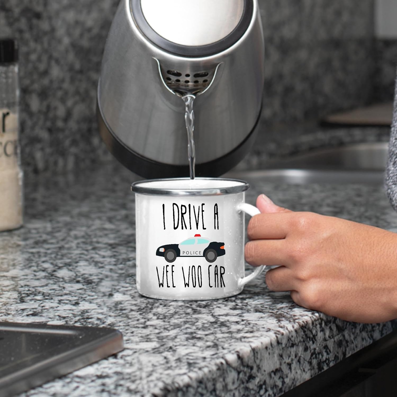 Police Officer Gift Funny Mug Perfect Grad Gift for Cops 12oz Enamel Silver Mug