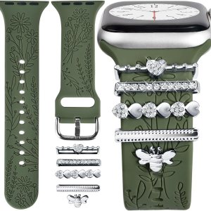 Dijes para correa de reloj (correa incluida), compatible con Apple Watch Band de 1.496 pulgadas, 1.575 pulgadas, 1.614 pulgadas, correas de silicona Dijes para correa de reloj (correa incluida), compatible con Apple Watch Band de 1.496 pulgadas, 1.575 pulgadas, 1.614 pulgadas, correas de silicona