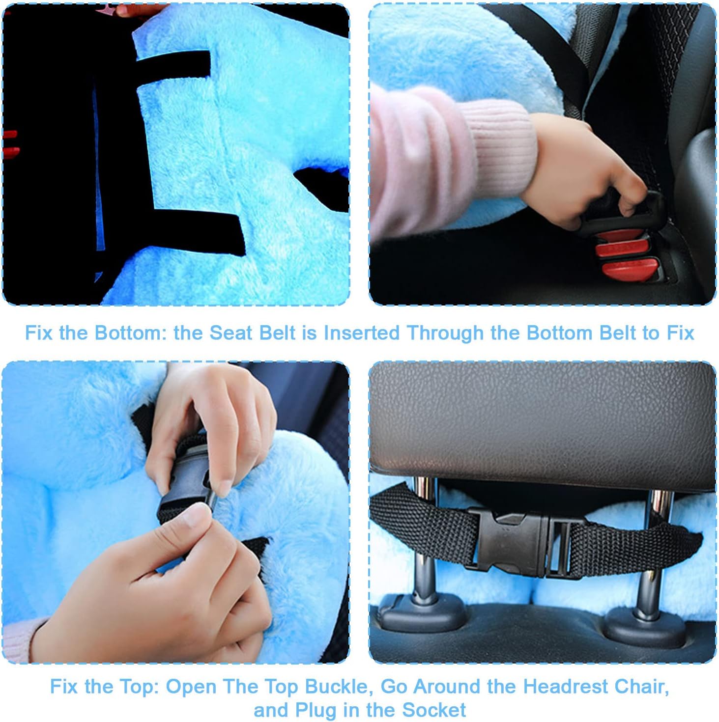 MROUEN Almohada de viaje, almohada de viaje para niños, almohada de sujeción para dormir, almohada extraíble en forma de U para adultos y niños para
