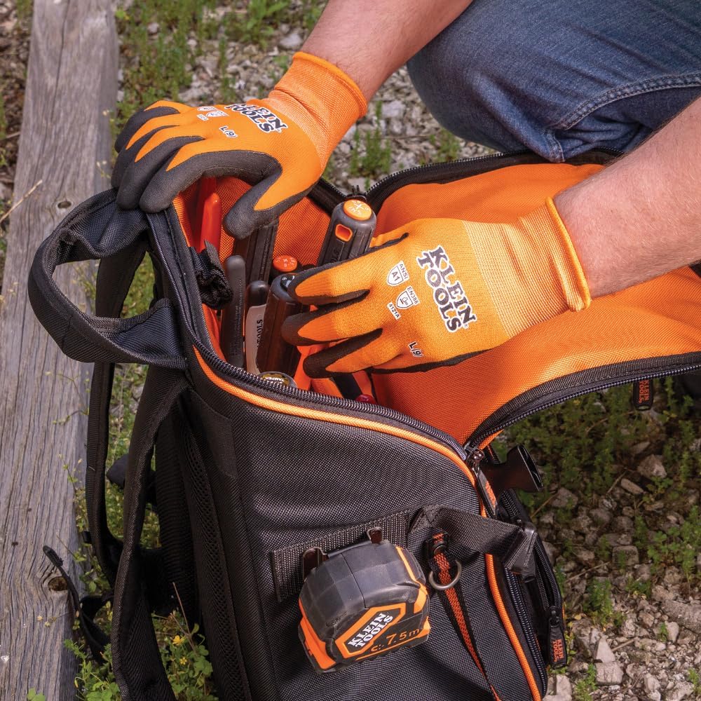 Klein Tools 60582 – Guantes de trabajo, guantes de punto resistentes a los cortes, ANSI A1, con revestimiento de nitrilo, nailon y elastano, aptos