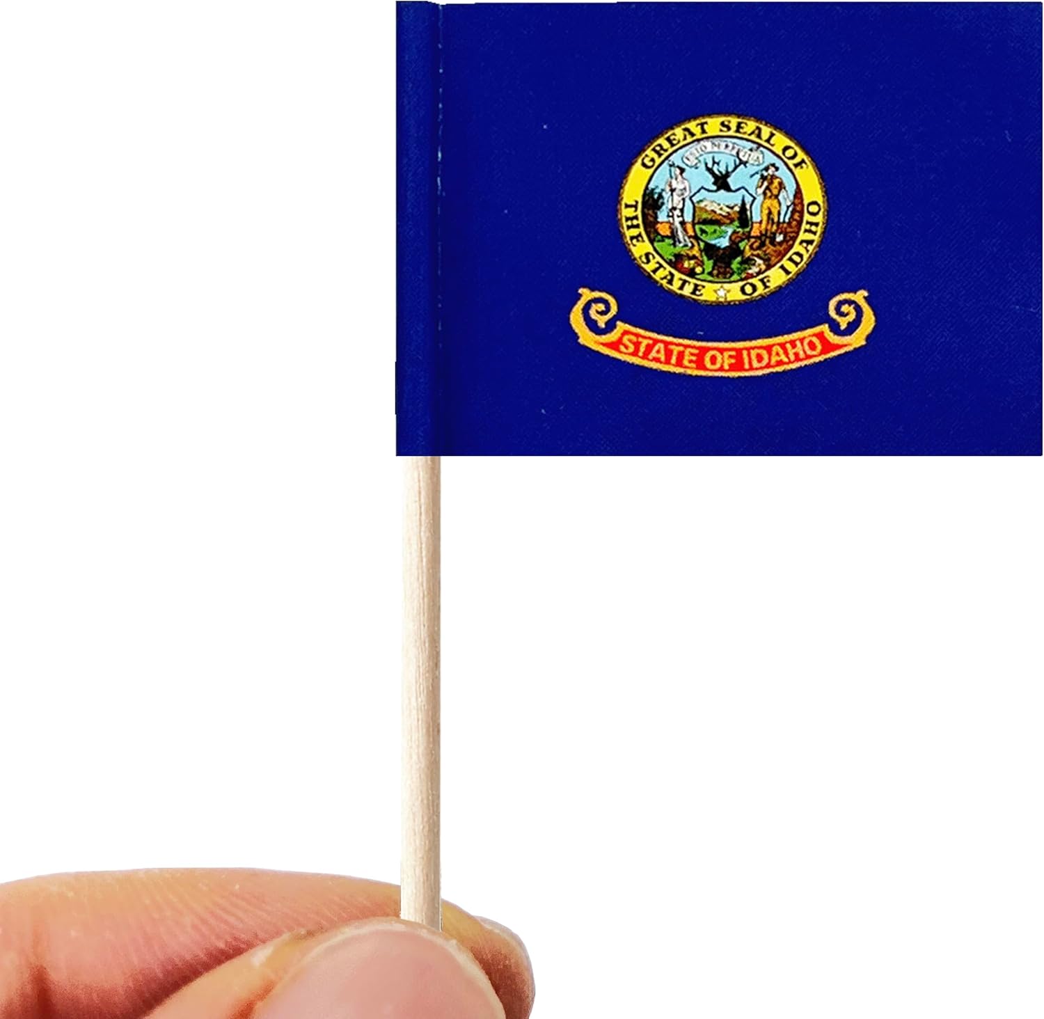 100 unidades de bandera de identificación de Idaho de Estados Unidos, palillos de dientes del estado de Idaho, mini adornos pequeños de Idaho para