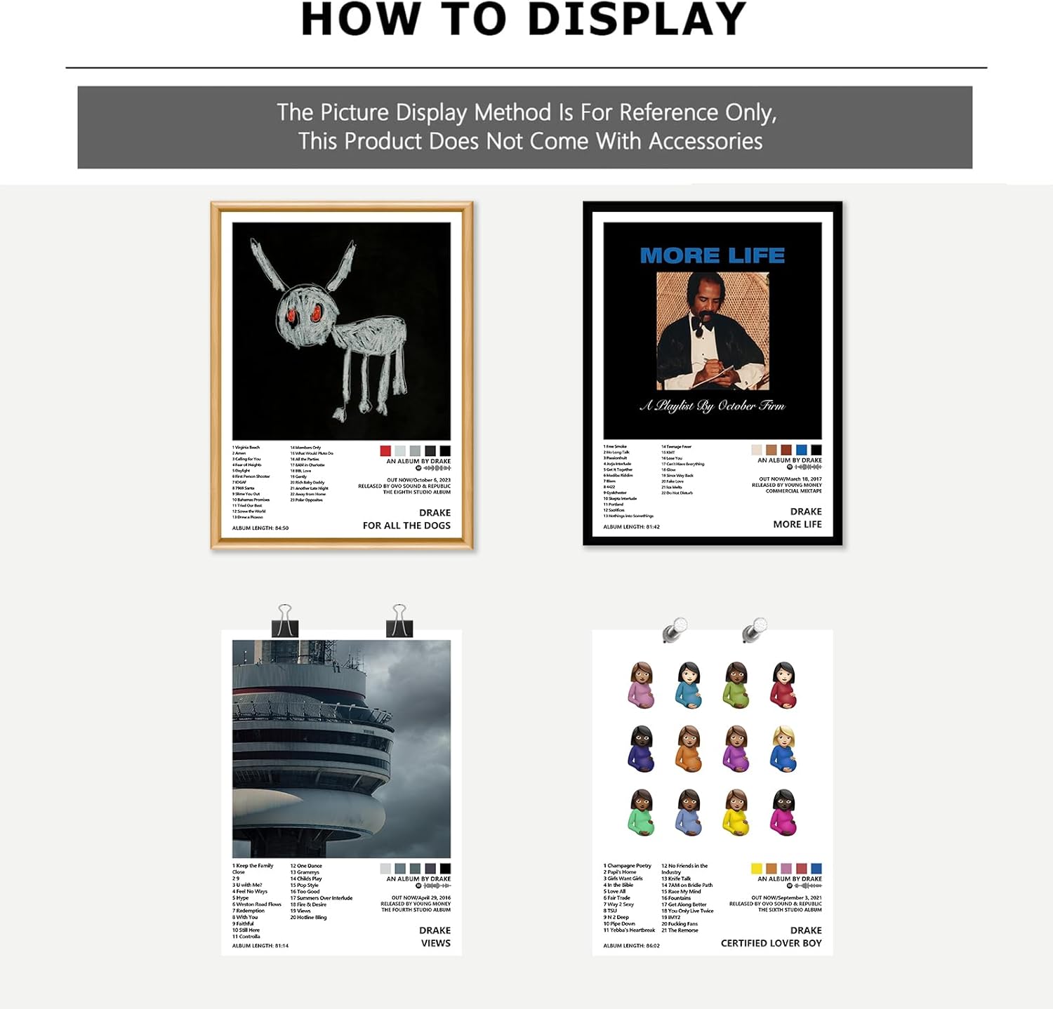 Drake – Póster (16 piezas de 8 x 11 pulgadas), pósteres musicales para estética de habitación, arte de pared para decoración de habitación para