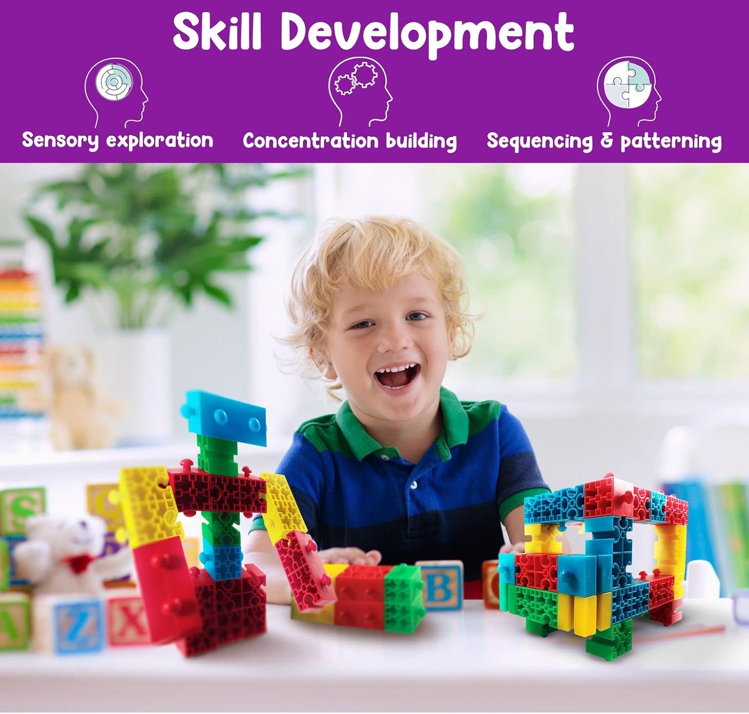 Roylco STEAM Lock Blox Kit de construcción – Blox Blox Bloques de construcción de aprendizaje de vapor para niños – Juguete de construcción de