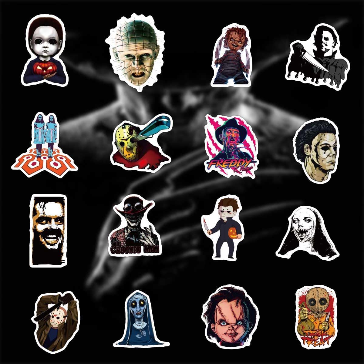 200 calcomanías de terror, vinilo impermeable para laptop, calcomanías para botellas de agua, decoración temática de película de terror, calcomanías