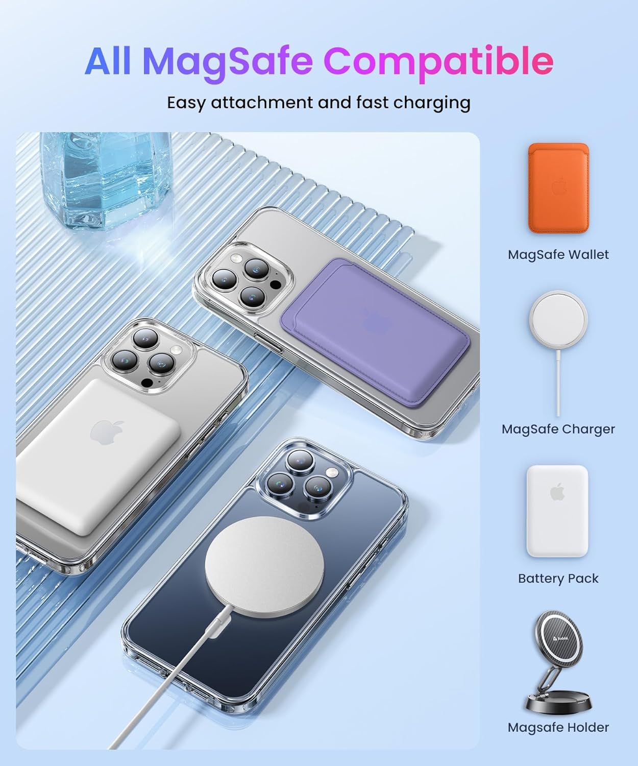 Danmus Anillo magnético de rotación de 360 mejorado para iPhone 15 Pro Max, compatible con MagSafe con soporte y soporte de anillo, protección