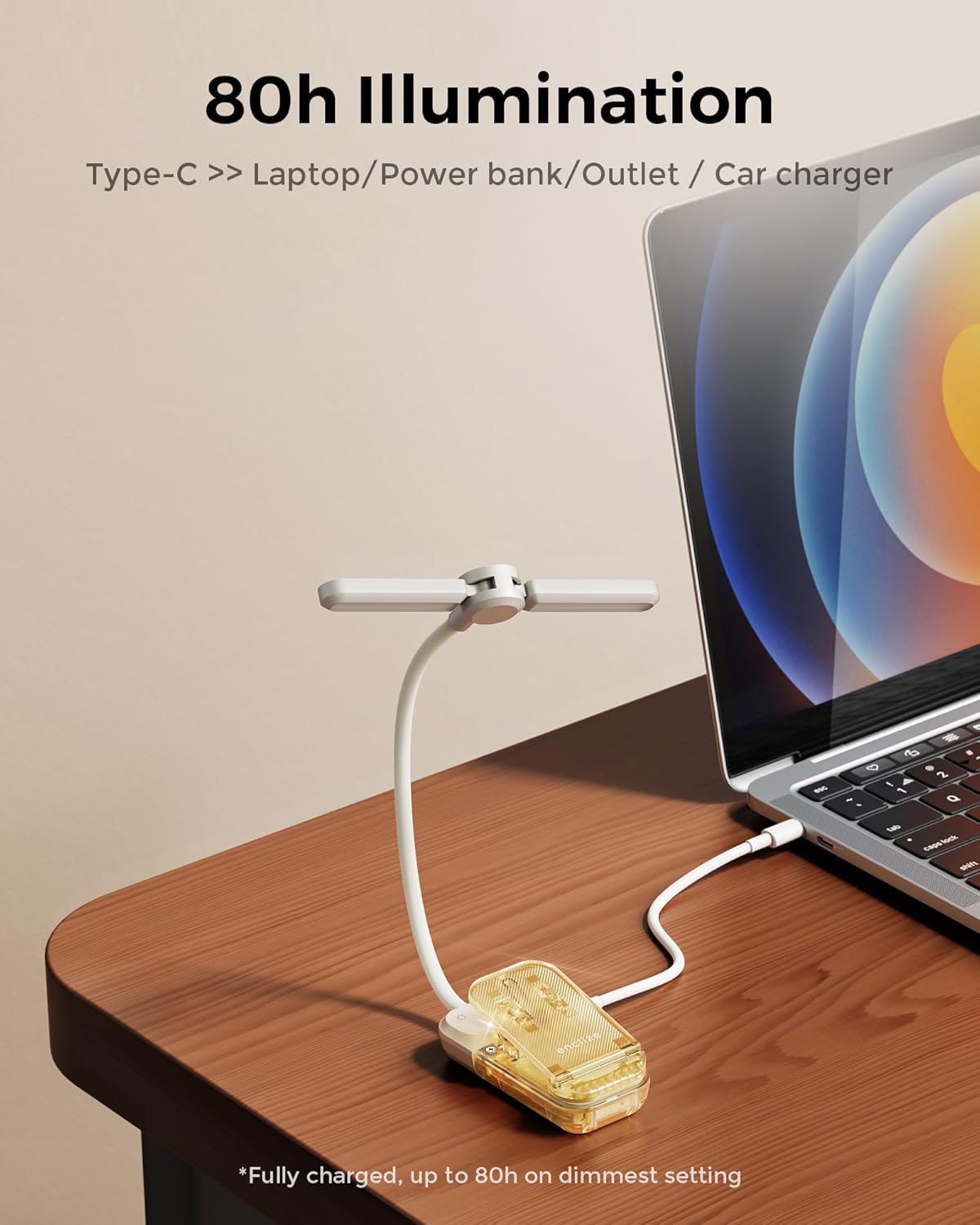 Luz de lectura, luz recargable para leer en la cama, cabezal de luz ajustable de 180, cuidado de los ojos, temperatura de 3 colores y atenuación