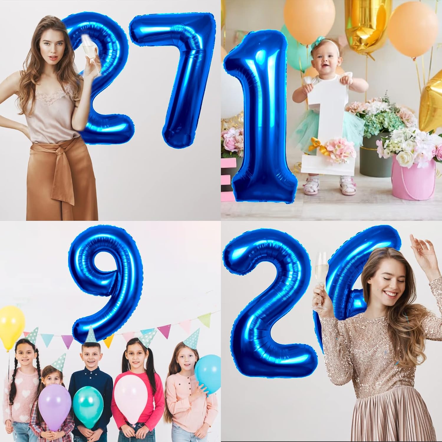 Globo azul número 3 de 40 pulgadas, tamaño extra grande, globos de helio de aluminio de Mylar 3 para fiestas de cumpleaños, decoraciones de