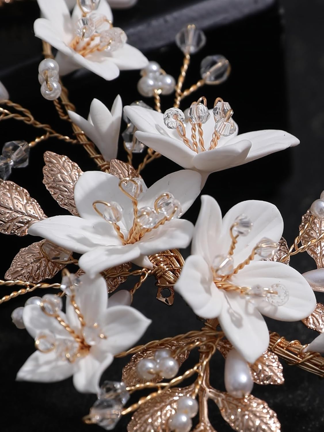Accesorios para el cabello de boda nupcial, ramitas de perlas y peine de flores blancas, enredaderas para bodas, fiestas, novias, mujeres, niñas,
