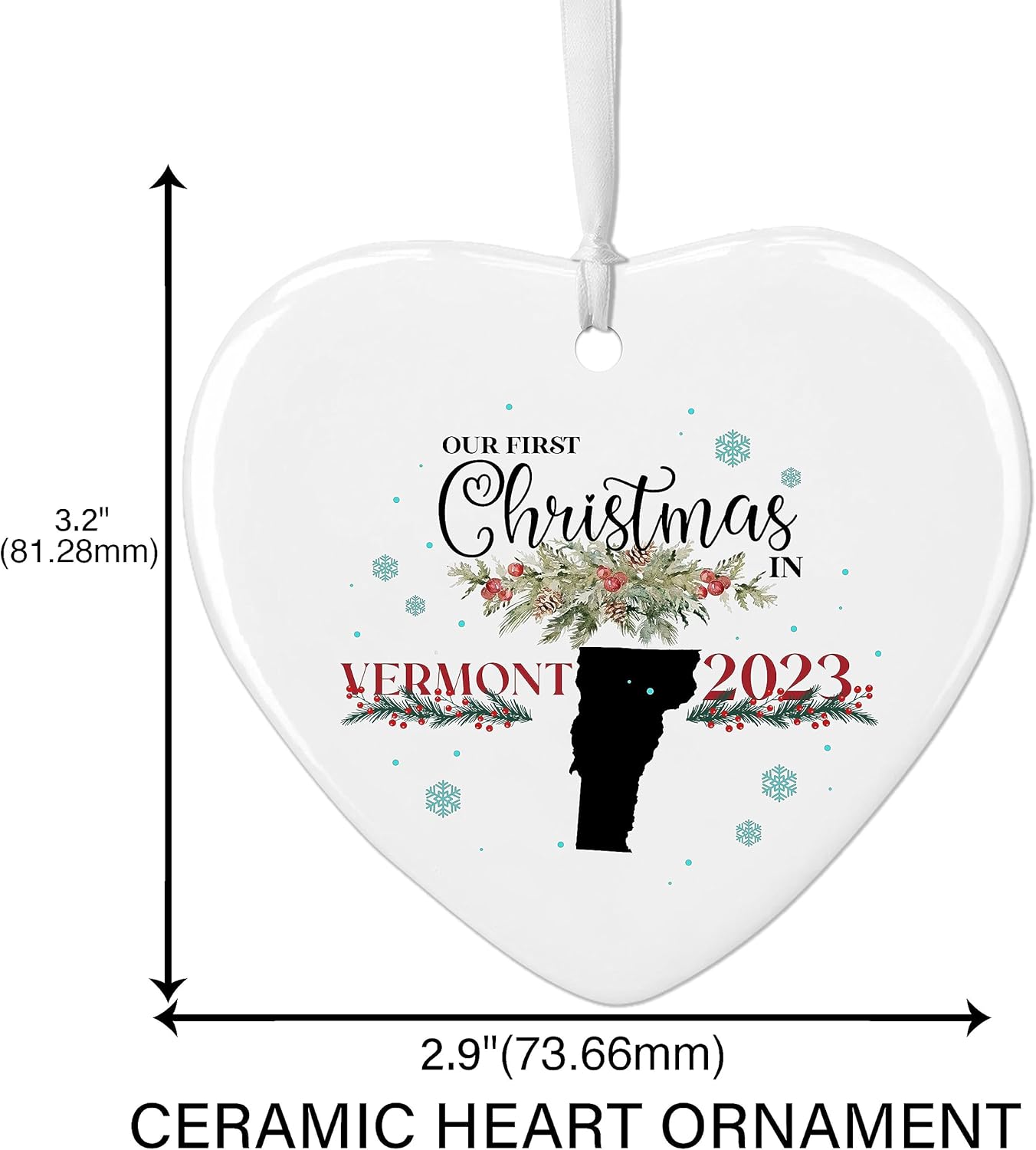 Prezzy Vermont – Adorno colgante de árbol de Navidad para el nuevo hogar, nuestra primera Navidad en Vermont 2023, decoración colgante para la