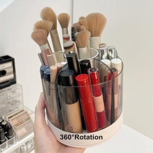 Organizador de brochas de maquillaje de 360 grados, diseño desmontable para suministros de tocador, 6 ranuras para bolígrafos, organizador de Organizador de brochas de maquillaje de 360 grados, diseño desmontable para suministros de tocador, 6 ranuras para bolígrafos, organizador de
