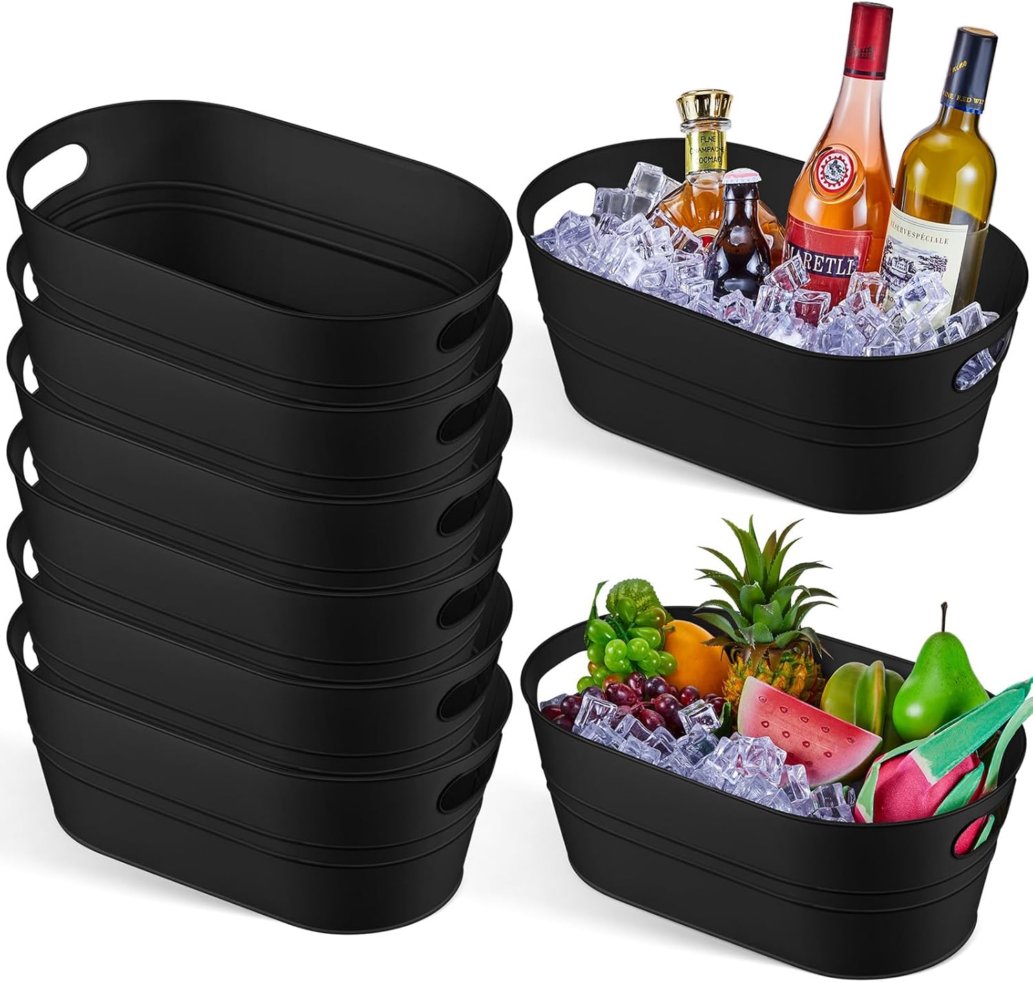 8 cubos de hielo grandes de 4 galones para fiestas, tinas de bebidas frías, casa de campo, vino, champán, cerveza, cóctel, hielera, cubos de lata a