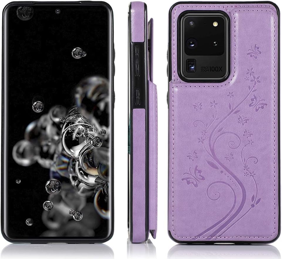 Funda de teléfono para Samsung Galaxy S20 Ultra Glaxay S20ultra 5G con protector de pantalla de vidrio templado, tarjetero y cartera con soporte