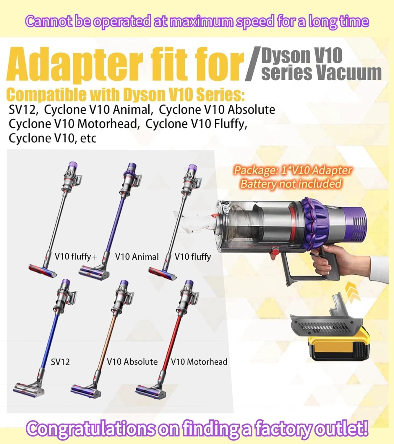 MAKBOS Adaptador de batería V10 para Dewalt para Dyson V10 de repuesto 25.2 V batería original, para Dyson V10 Animal Absolute Motorhead Fluffy