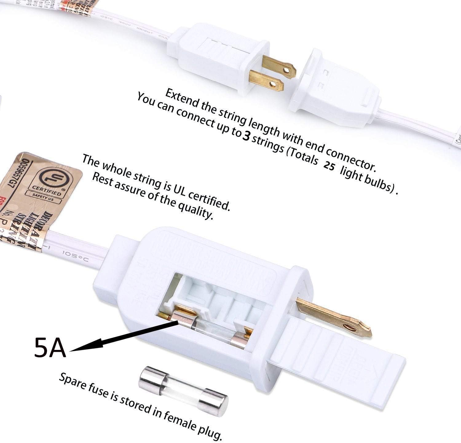 Romasaty – Extensión de luces, para exterior con bombillas G40 tipo Edison transparente