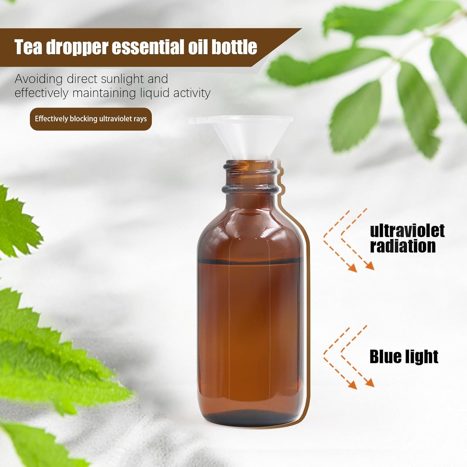 Omawrf 6 botellas rociadoras de vidrio ámbar Boston para aceites esenciales, botella vacía pequeña de niebla fina de 2 onzas con botellas