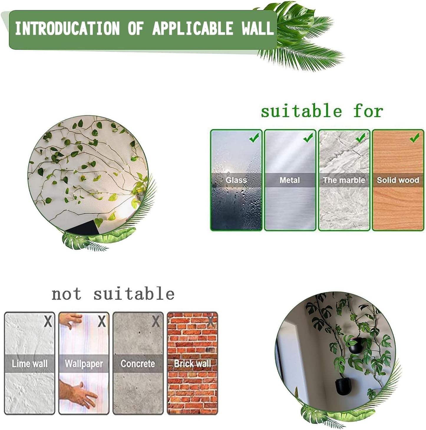 100 clips de pared para trepar plantas, fijador de plantas, enredaderas invisibles, clips de fijación autoadhesivos, tracción de enredaderas de
