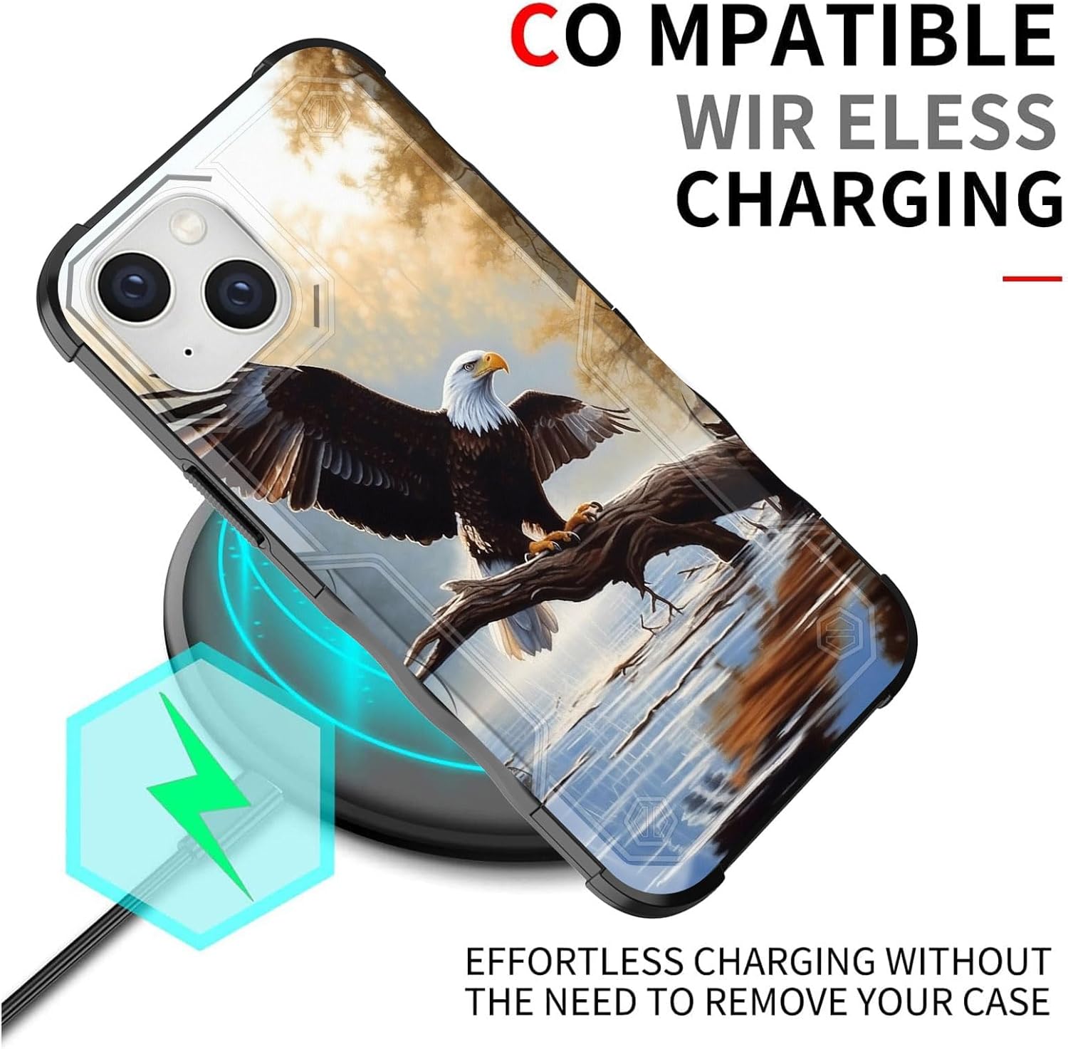 Funda para iPhone 15 Plus, doble capa, protección contra caídas de grado militar de 10 pies, antideslizante, resistente a prueba de golpes, para