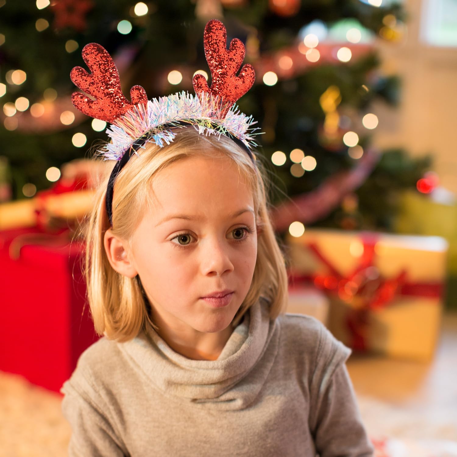 LUTER 3 diademas de cuernos de reno, accesorios para el cabello de Navidad, diadema de alce, diadema de cuernos de ciervo, diademas de elfo de