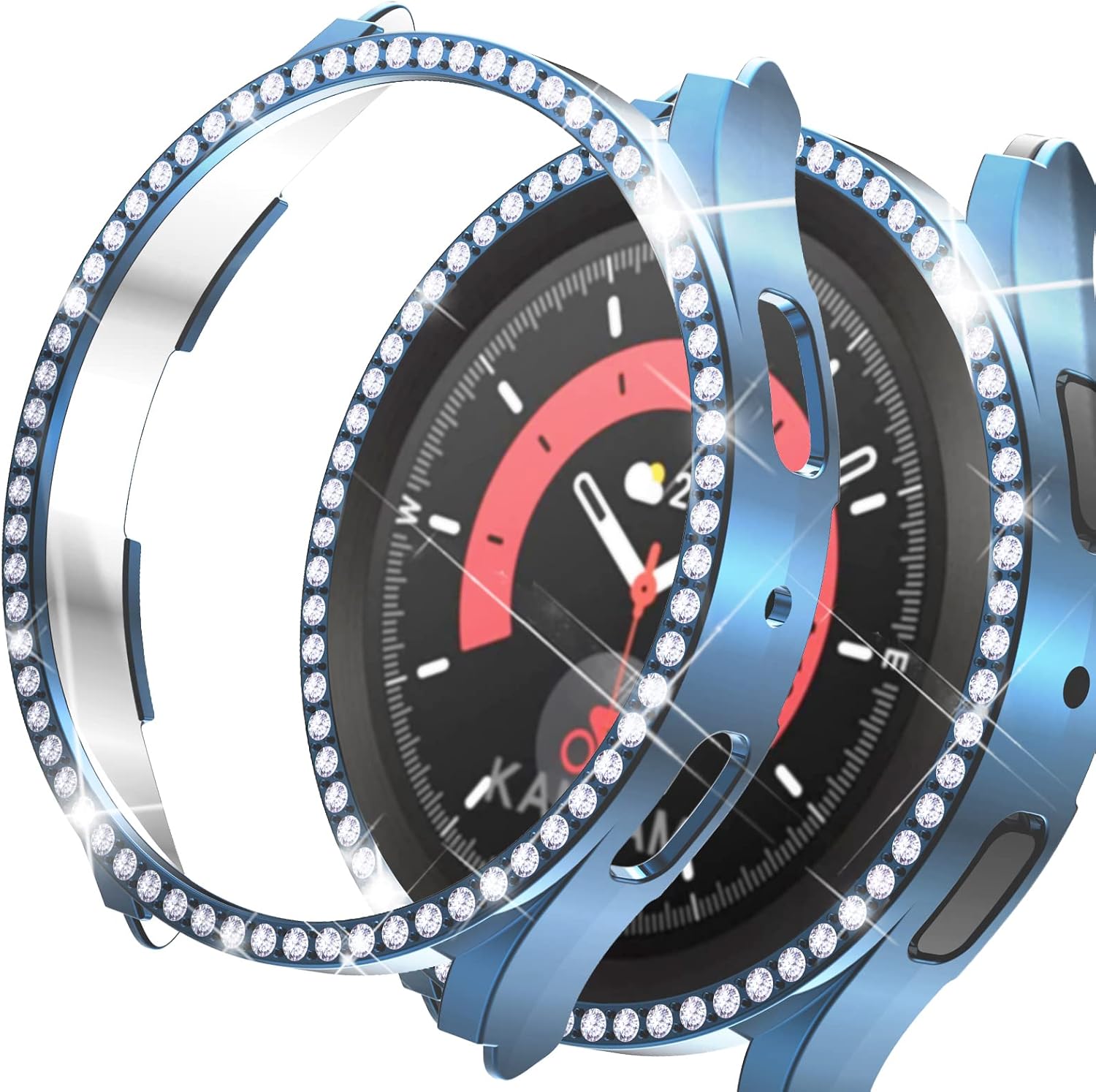 Funda brillante de 1.772 pulgadas compatible con Samsung Galaxy Watch 5 Pro de 1.772 pulgadas, funda brillante con diamantes grandes, cubierta de