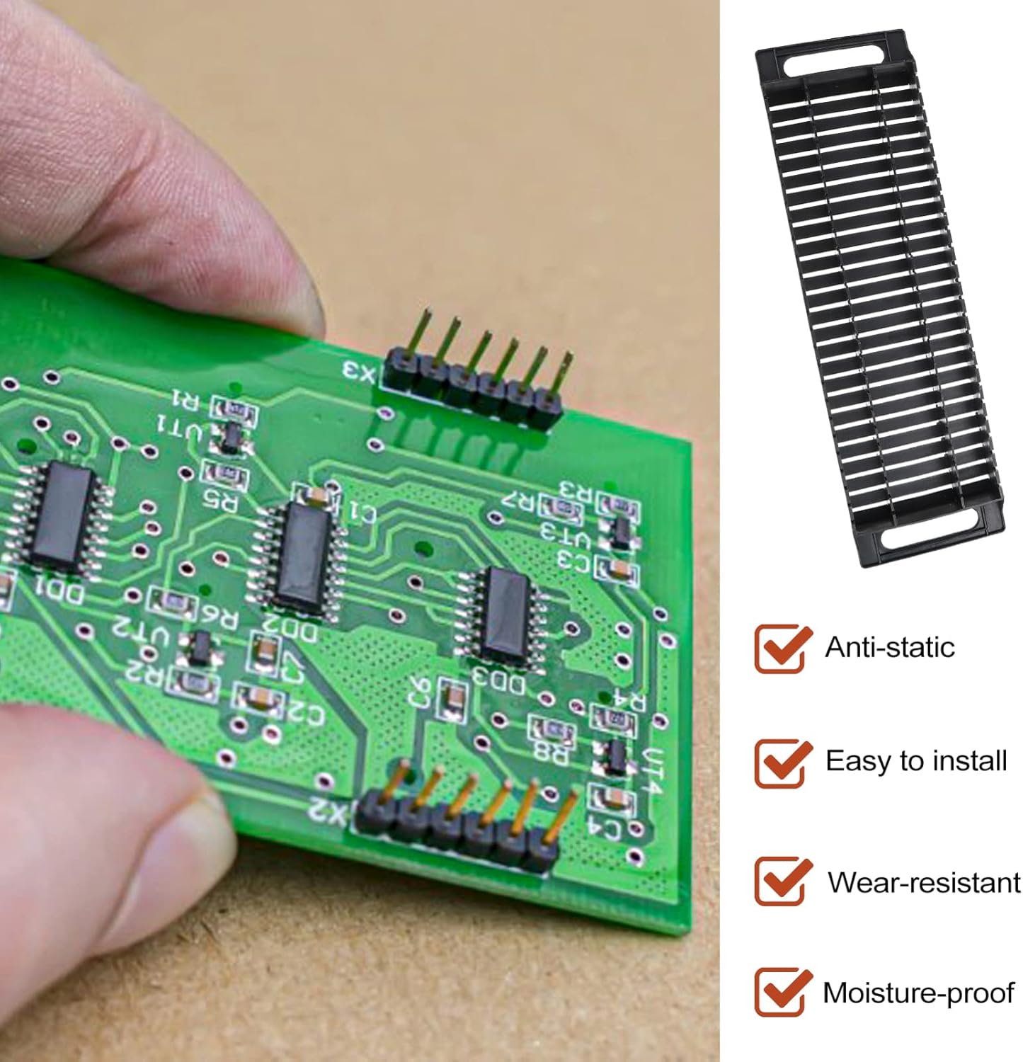 2 piezas de soporte de barra antiestática, bandeja de PCB antiestática, estante ESD, estantes de rotación de almacenamiento de 25 estantes