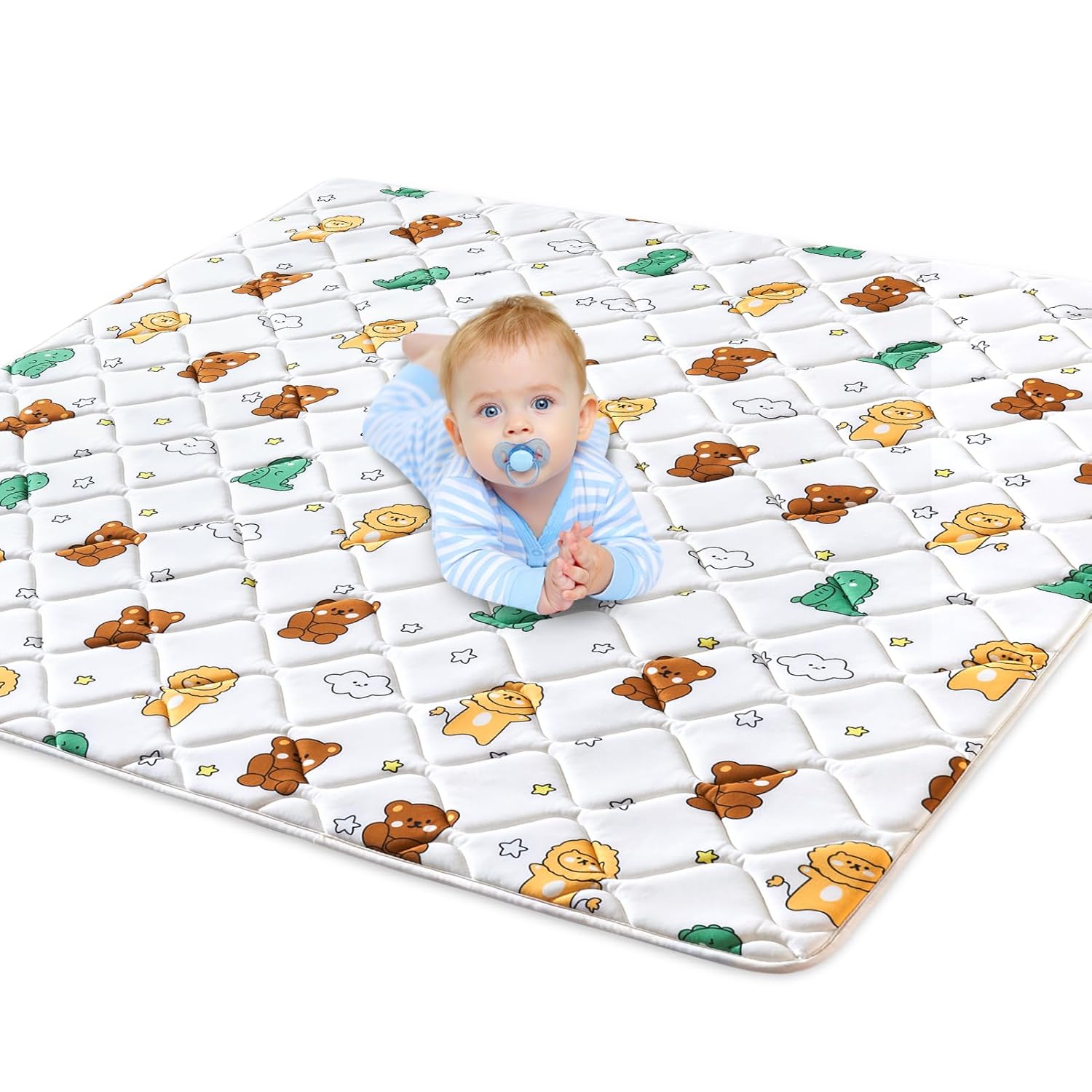Tapete de juego de espuma prémium para bebé de 47 x 47 pulgadas, tapete grueso de una sola pieza, tapete acolchado antideslizante para jugar,