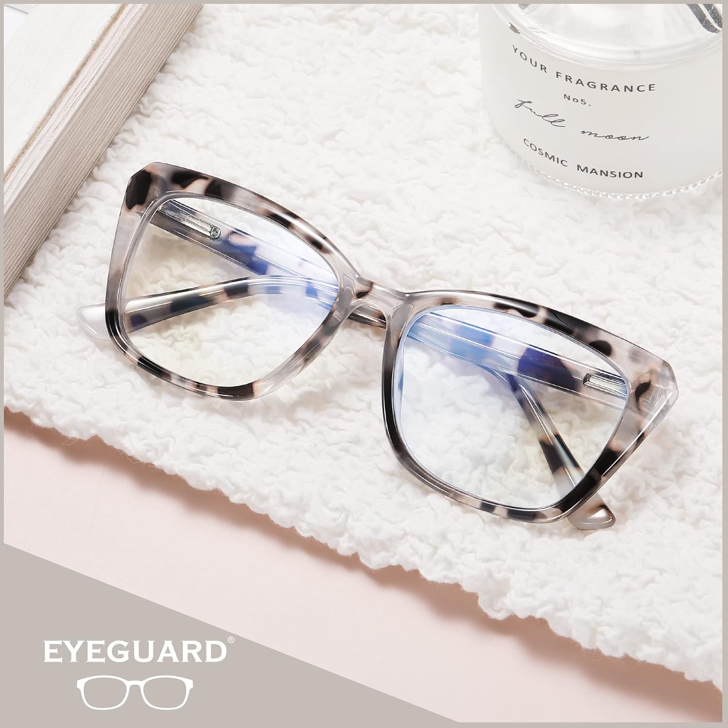 EYEGUARD Lentes de lectura con luz azul para mujer, TR90, lentes de computadora con diseño de ojo de gato, a la moda, con bisagra de resorte