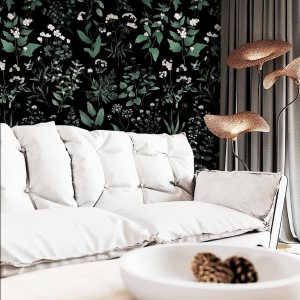 Dimoon Papel tapiz de 78.7 x 16.1 pulgadas, color negro y verde, delicado, floral, grueso, impermeable, hojas vintage, papel de contacto, Dimoon Papel tapiz de 78.7 x 16.1 pulgadas, color negro y verde, delicado, floral, grueso, impermeable, hojas vintage, papel de contacto,