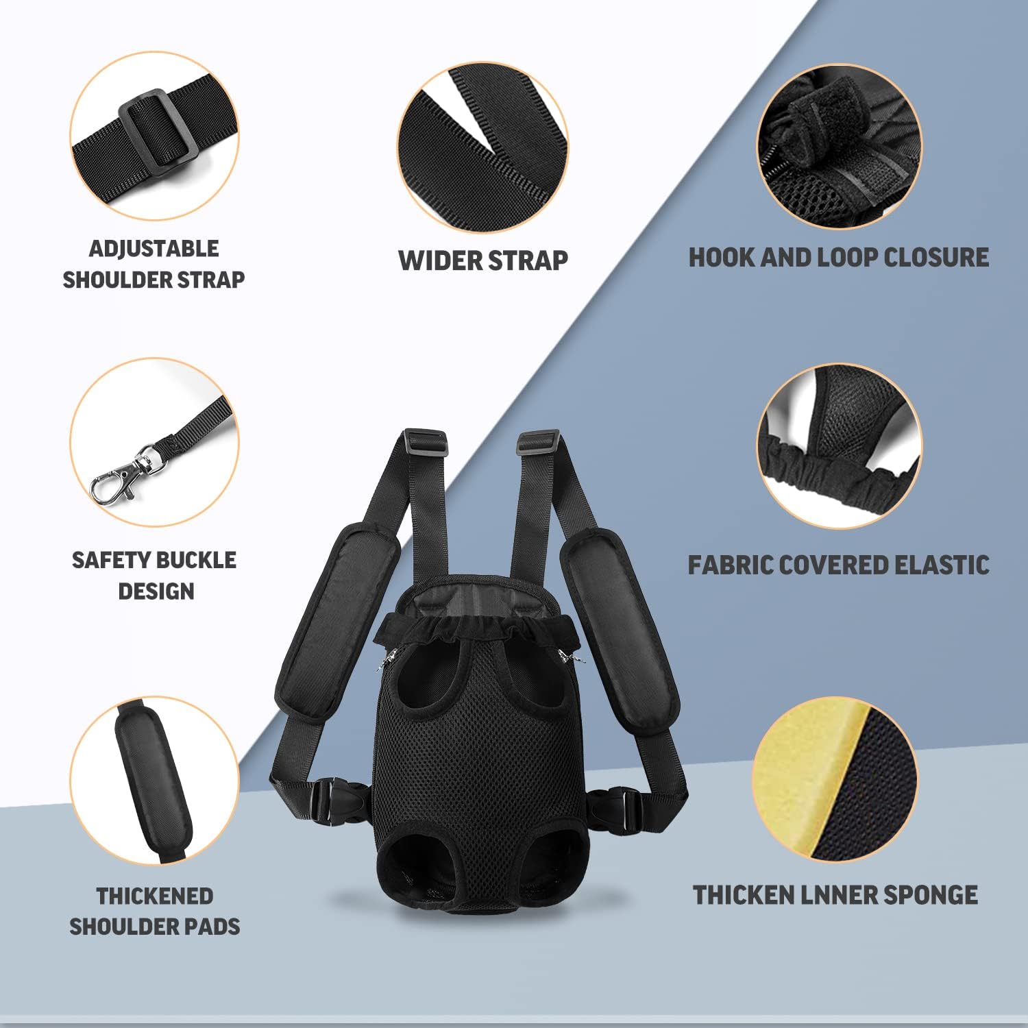 YUDODO Mochila transportadora para perros y mascotas, ajustable, con patas hacia afuera, mochila de viaje para perros de fácil ajuste para