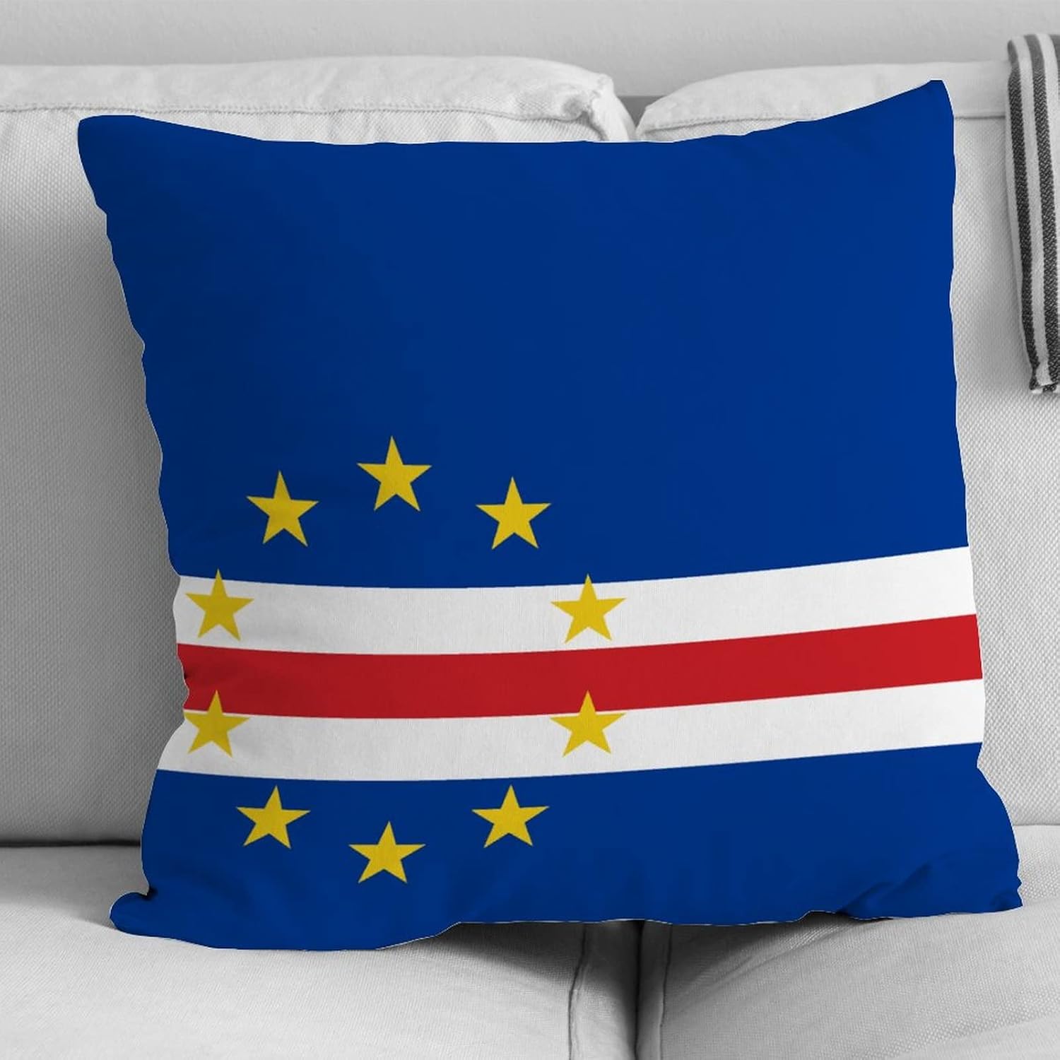WoGuangis Cabo Verde – Funda de cojín cuadrada con cremallera para sofá, silla de automóvil, 20 x 20 pulgadas, funda de almohada moderna con bandera