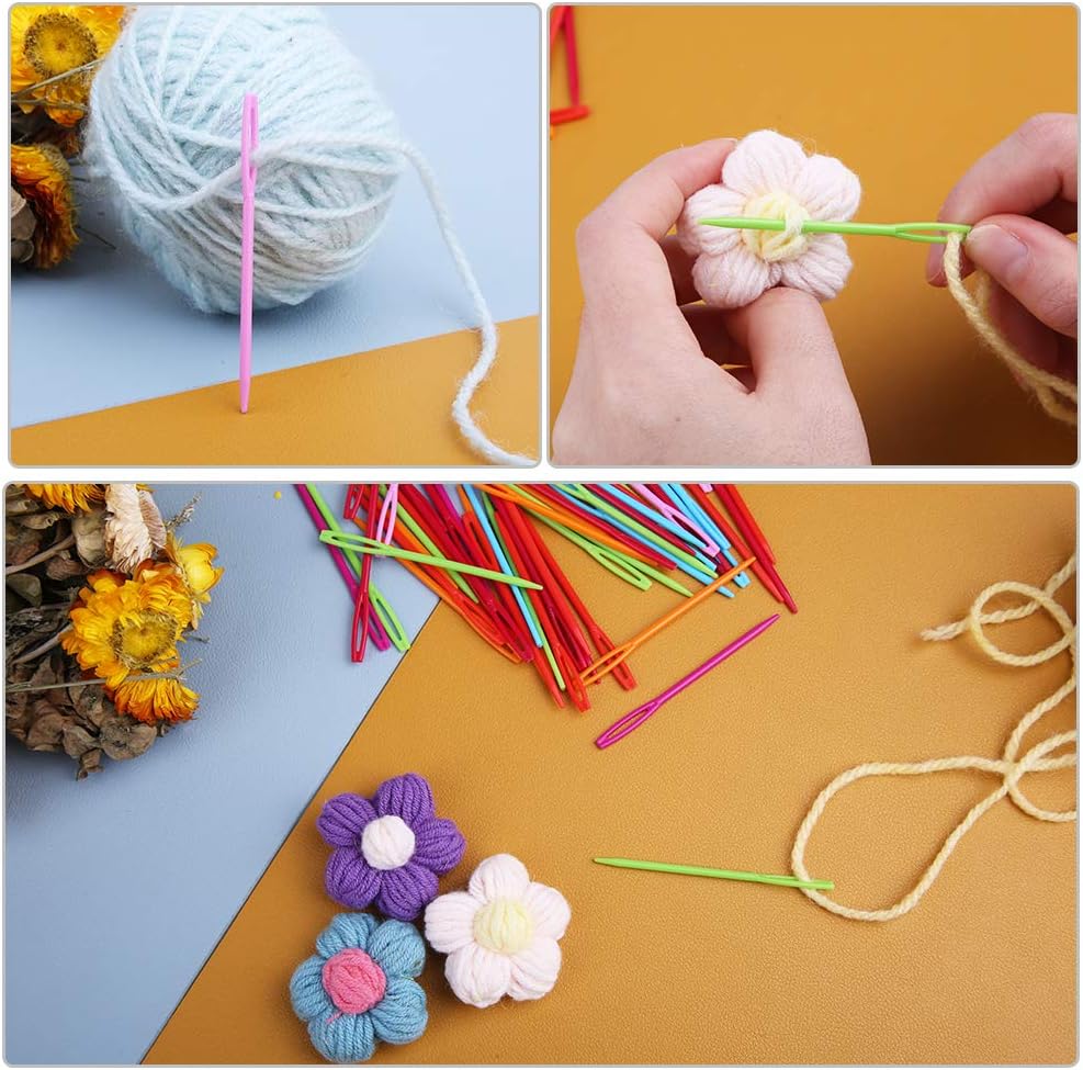 50 agujas de coser coloridas de plástico para ojos grandes, agujas de hilo de 2.75 pulgadas, agujas de tejer de plástico, agujas de bordar, agujas