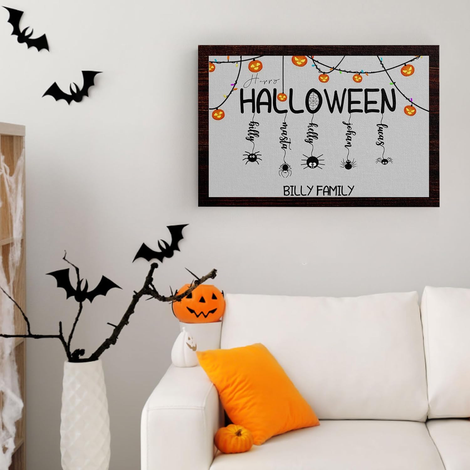 ZBAN Regalos temáticos de Halloween, decoraciones personalizadas de retratos familiares de Halloween para dormitorio, sala de estar, lienzo