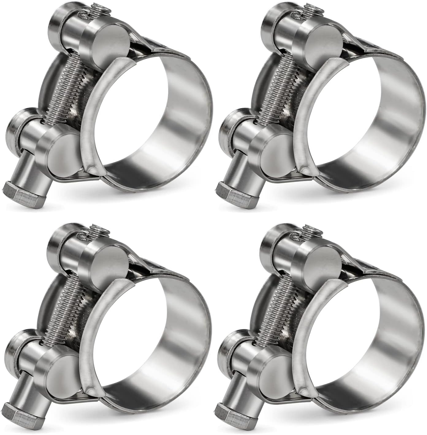 Paquete de 4 abrazaderas de manguera con perno en T de 0.78 a 0.86 pulgadas, abrazaderas de tubo intercooler de acero inoxidable 304, abrazaderas de
