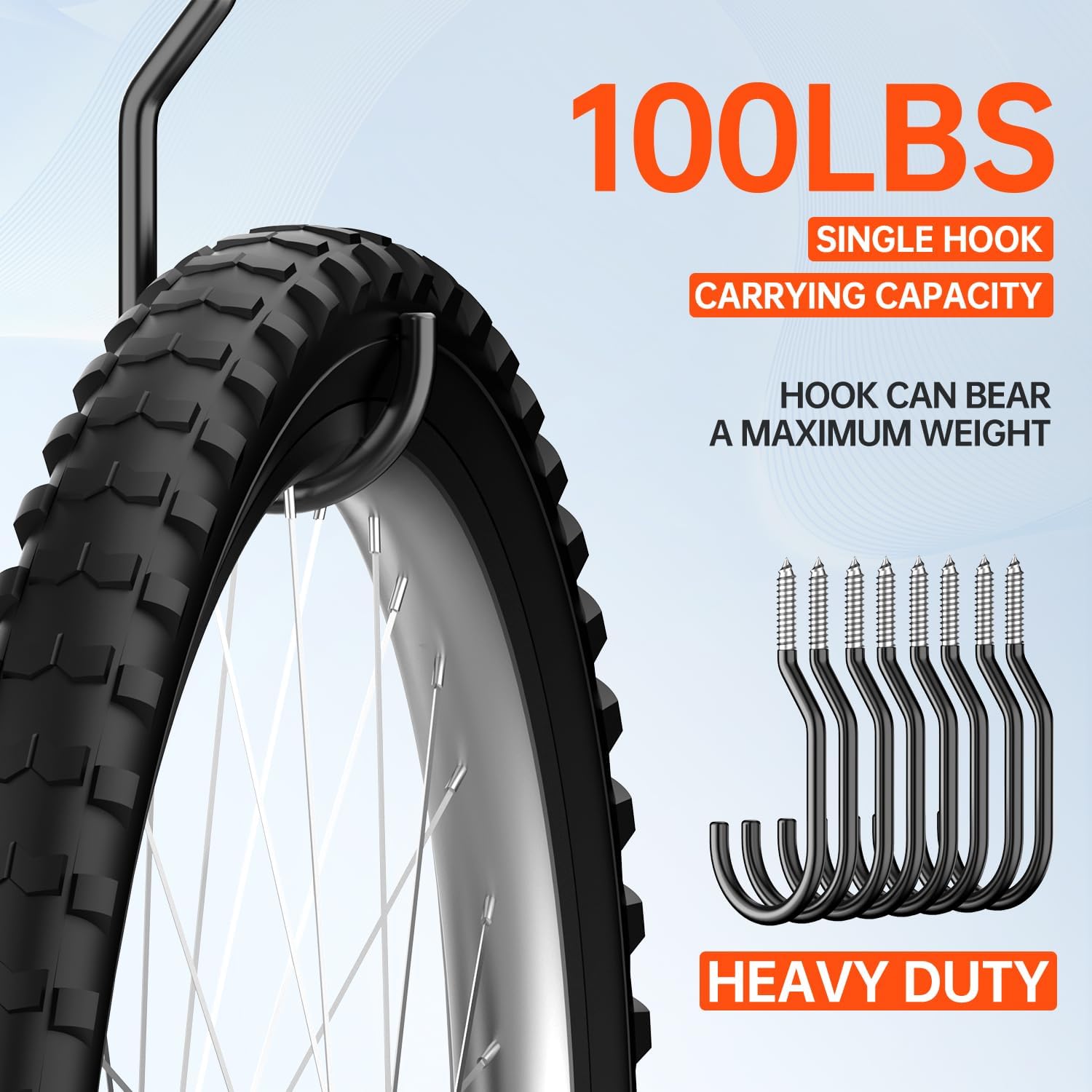 GURADESIGN Paquete de 8 ganchos resistentes para bicicleta, capacidad de carga de 100 libras, 6 pulgadas, ganchos de bicicleta para pared de garaje
