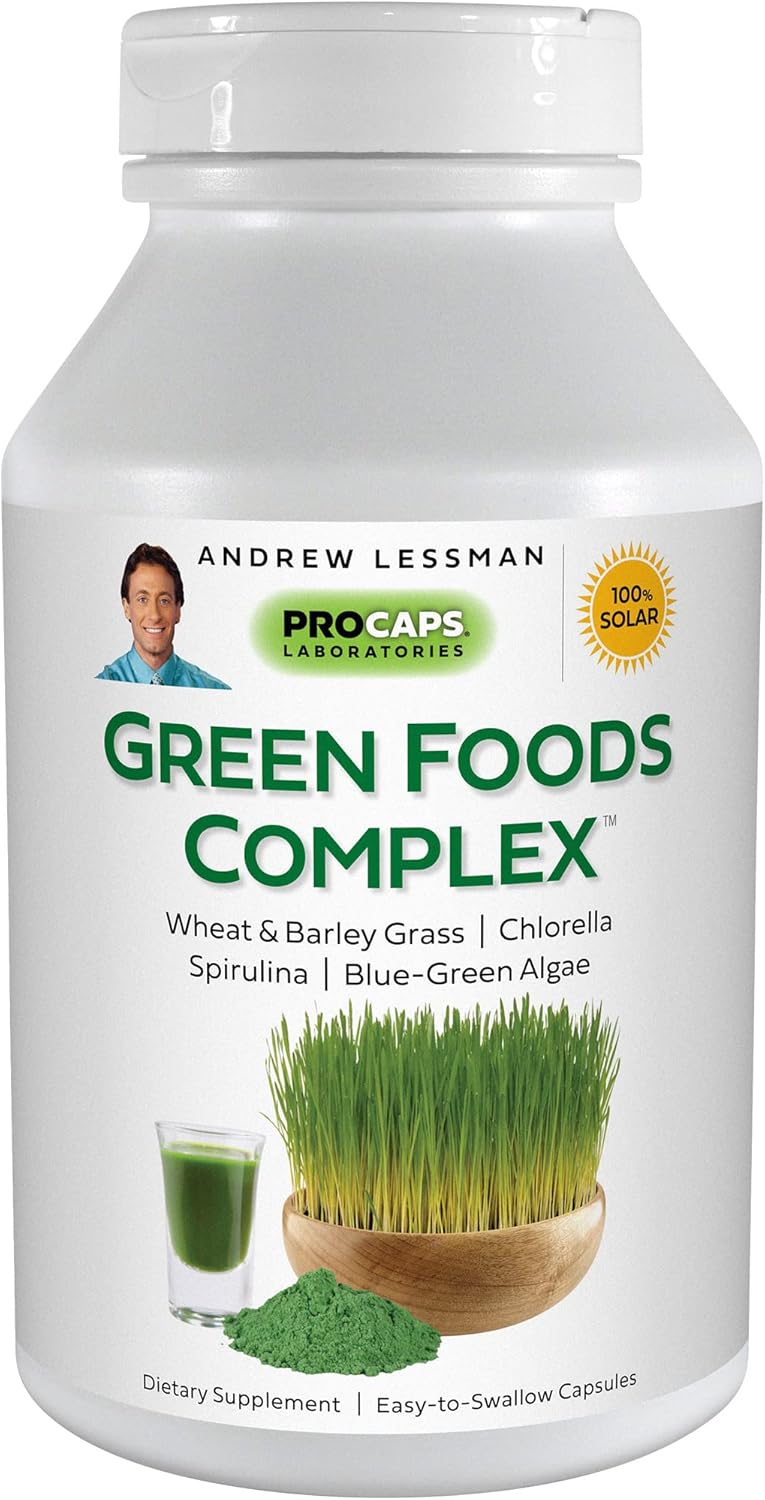 ANDREW LESSMAN Green Foods Complex 30 cápsulas  Suministra bloques de construcción para un crecimiento saludable de tejidos y apoyo hepático. 100 mg