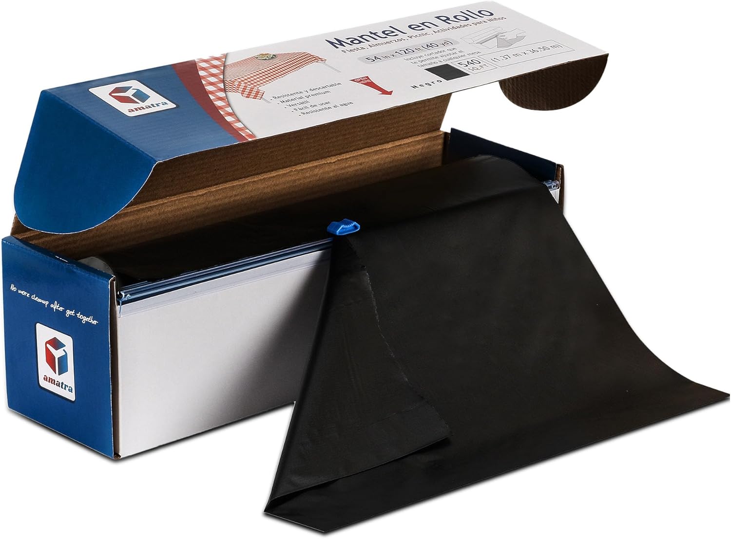 Rollo de plástico multiusos con autocortador, alternativa al mantel regular, mantel desechable, mantel de plástico, 54 pulgadas x 120 pies (40