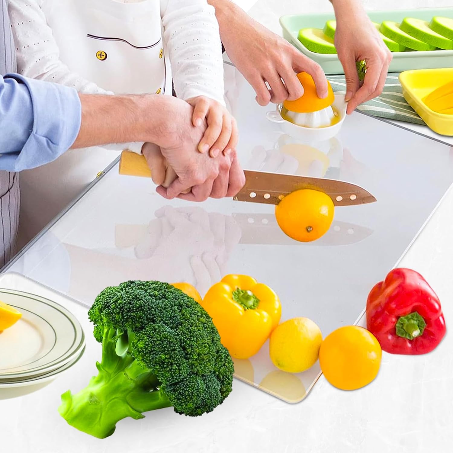 Tabla de cortar acrílica para encimera de cocina, tabla de cortar gruesa mejorada con borde para proteger encimeras del hogar o restaurante (17 x 13