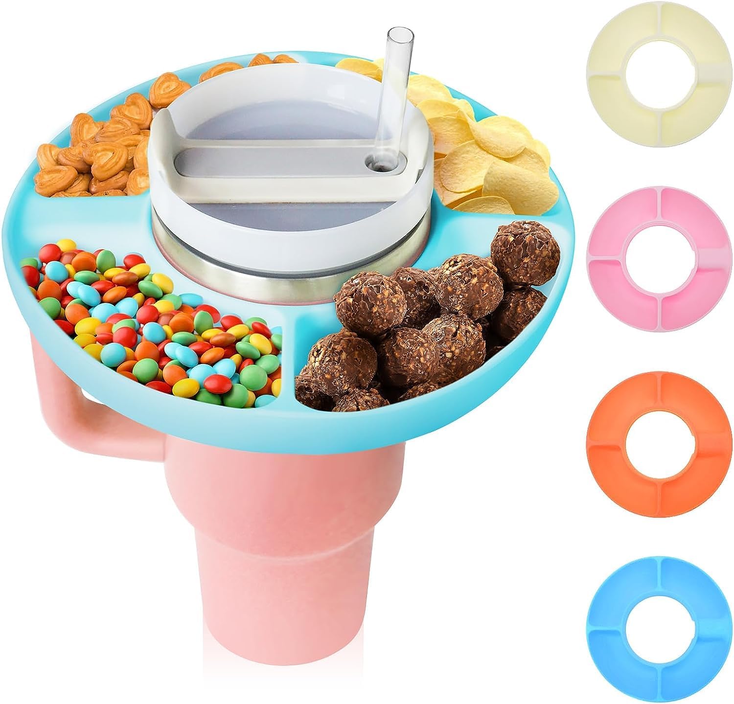 Cuenco para aperitivos Stanley de 40 onzas con asa, bandeja de aperitivos compatible con Stanley Cup de 40 onzas con asa, anillo reutilizable para