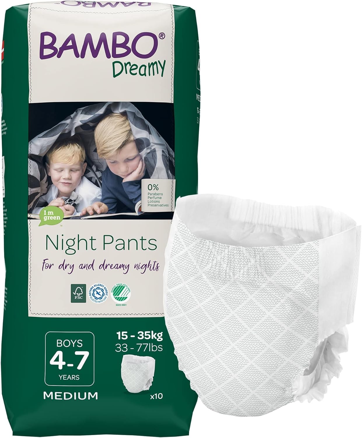Bambo Nature Pantalones de noche de ensueño prémium niños de 4 a 7 años, 120 unidades