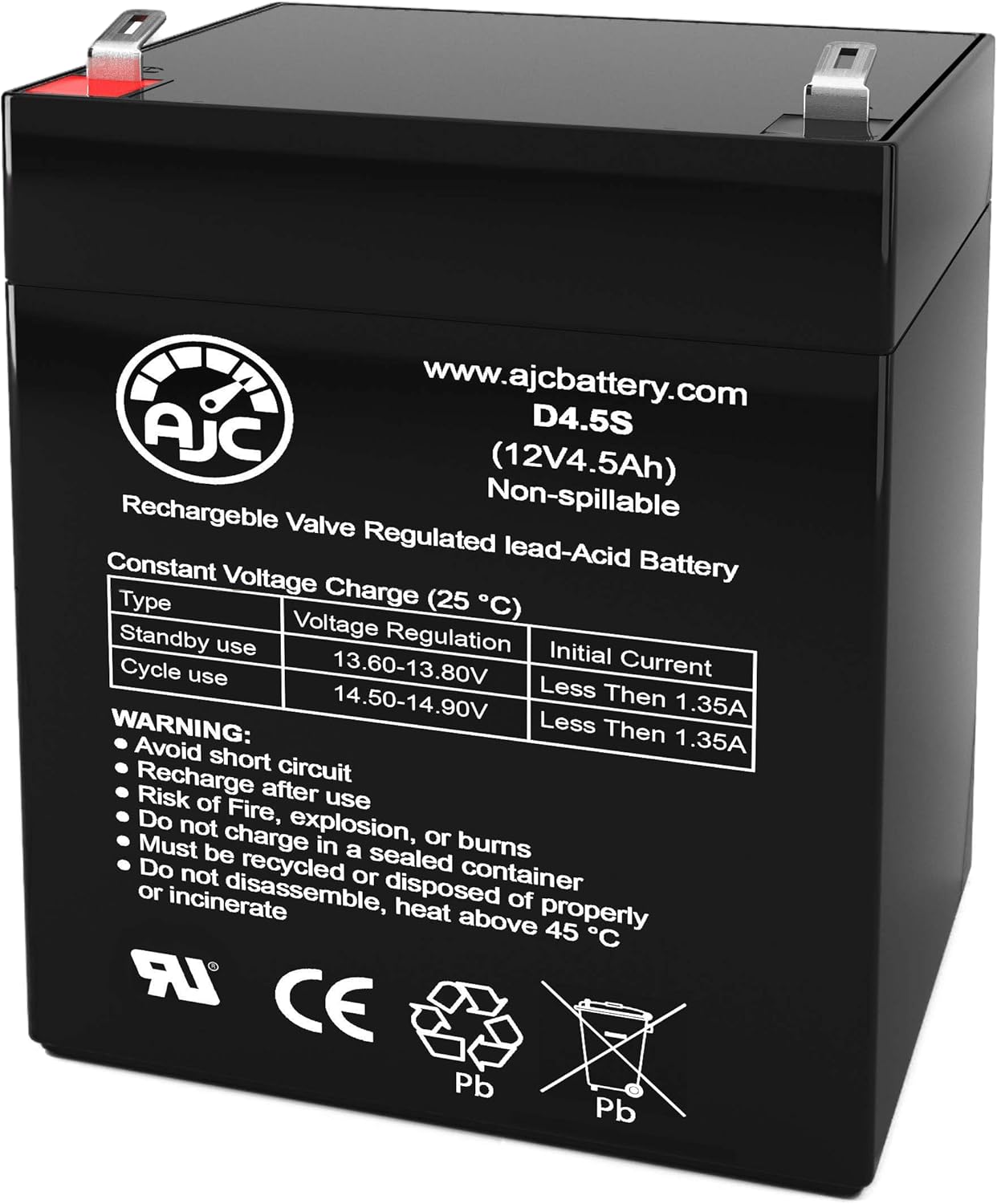 AJC Batería compatible con la batería UPS Global Yuasa ES4-12 12V 4.5Ah
