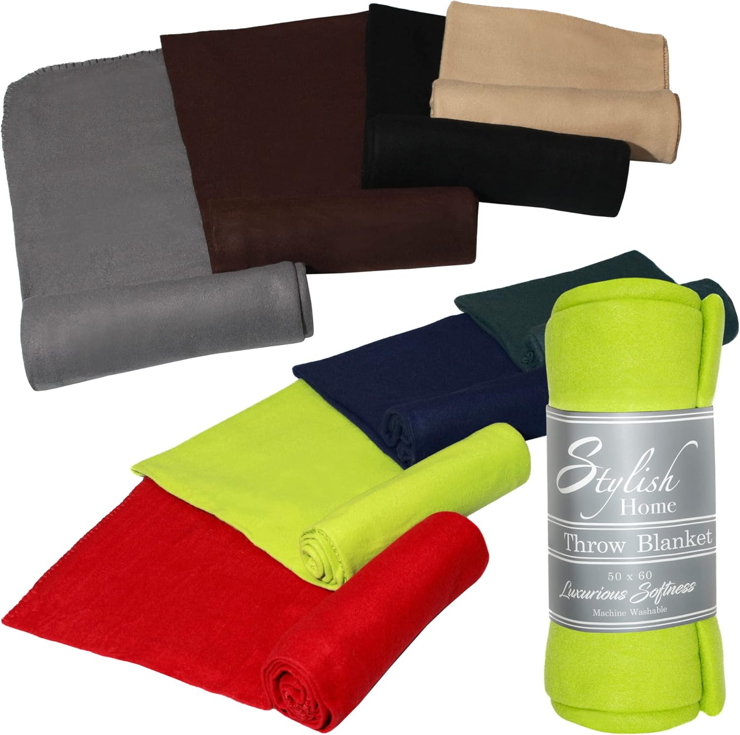 Moda West Caja de 24 mantas de forro polar suave a granel súper ligeras al por mayor 50 x 60 con colores surtidos 140 GSM