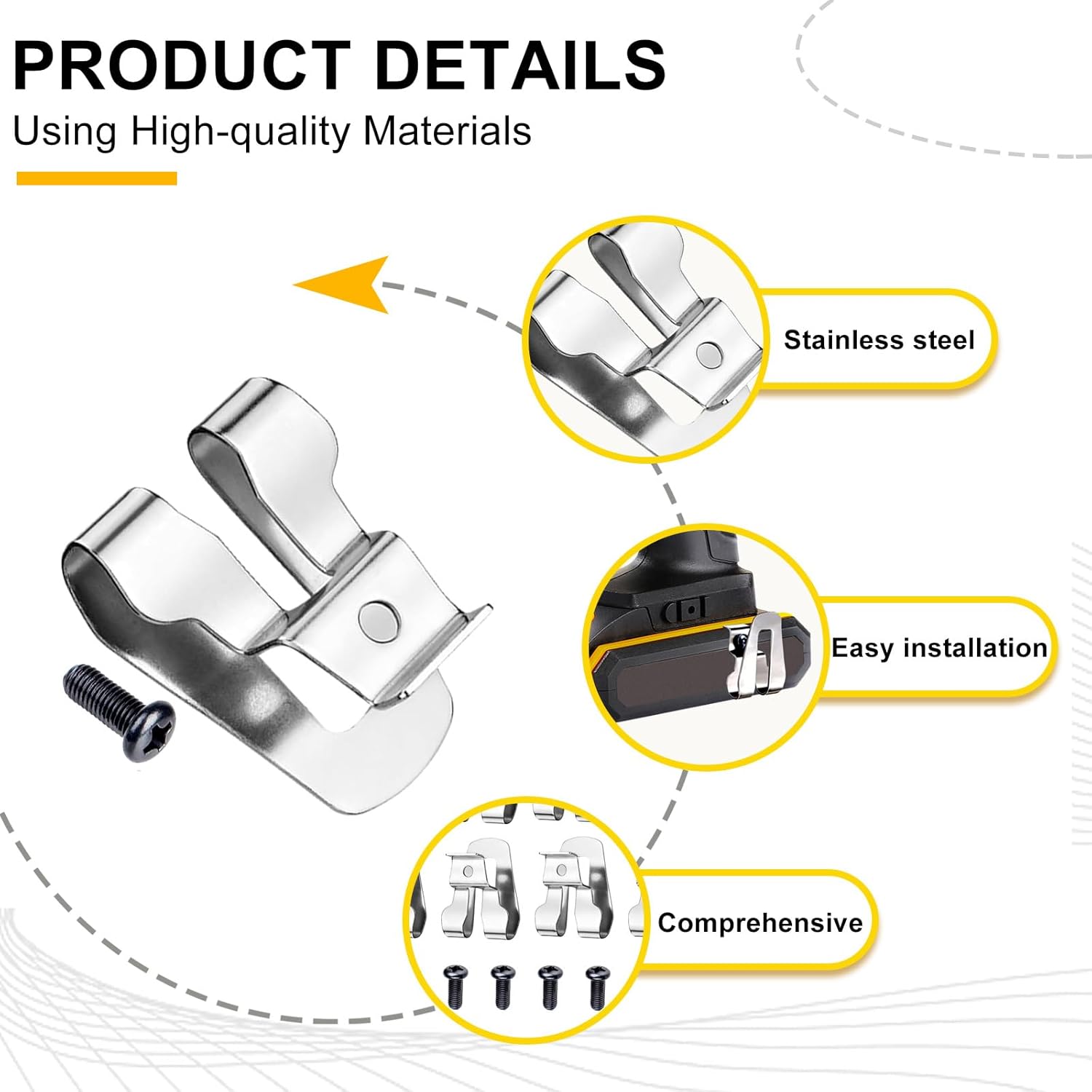 8 clips de cinturón para Ryobi, gancho para cinturón con tornillo para Ryobi y Ridgid herramientas de 18 voltios 633586002, clip de cinturón de